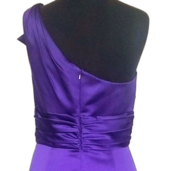 Davids Bridal Elegant One Shoulder Purple Midi Dress, NWOT, Size 8 - Picture 8 of 9